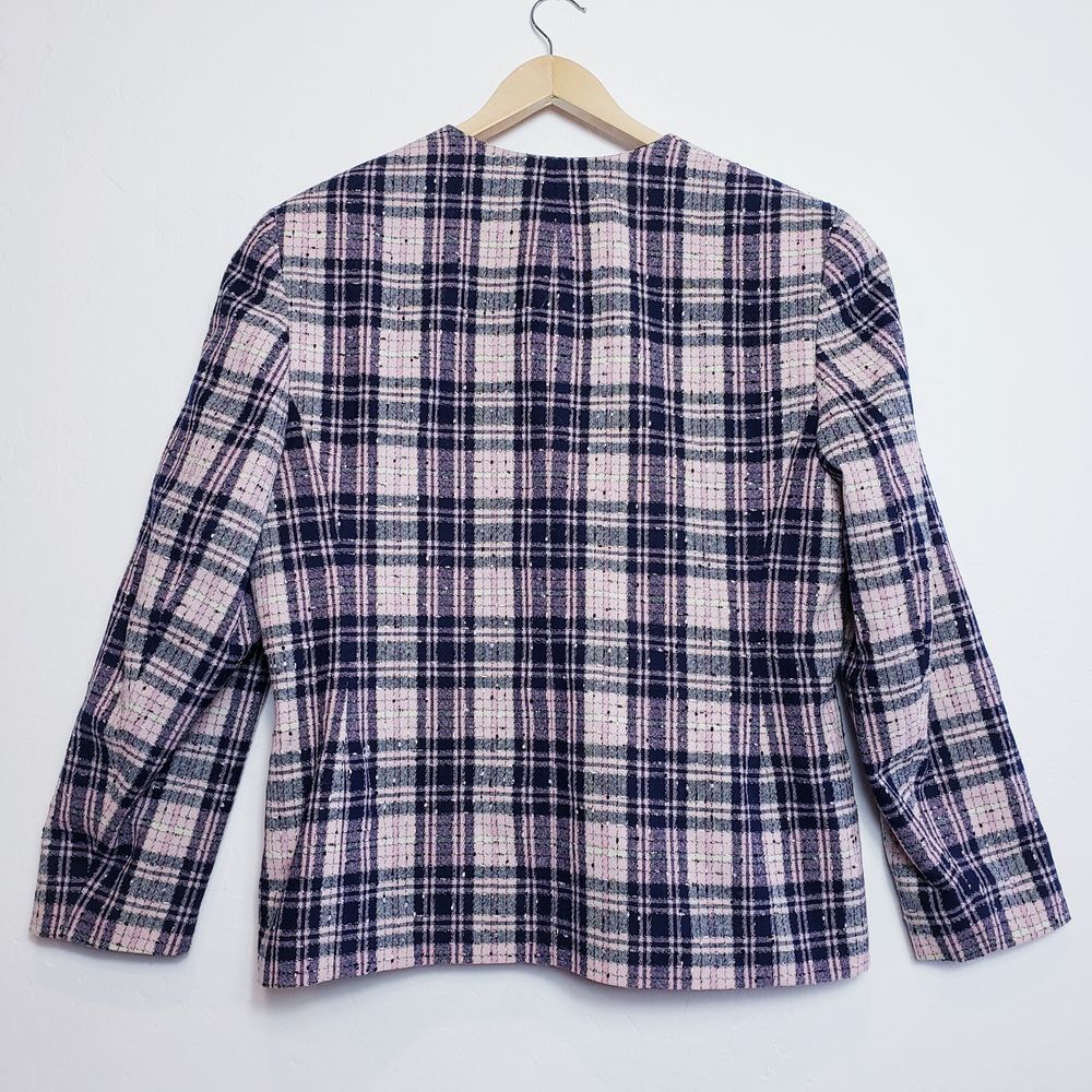 Pendleton Vintage Pink & Blue Plaid Blazer Size M Medium - Picture 2 of 5